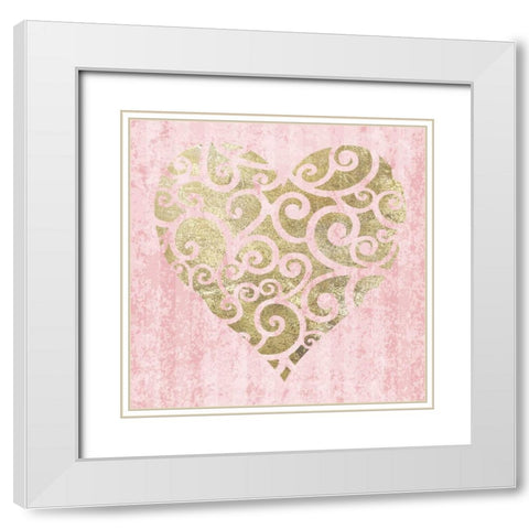 Heart Glitz 4 White Modern Wood Framed Art Print with Double Matting by Hogan, Melody