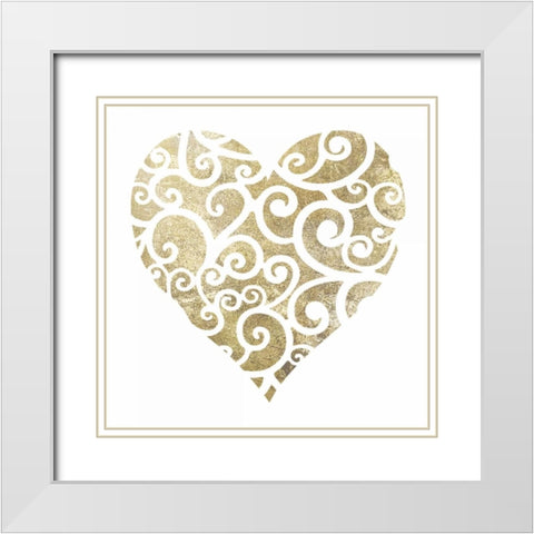Heart Glitz 2 White Modern Wood Framed Art Print with Double Matting by Hogan, Melody