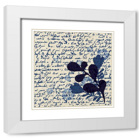 Indigo Squares Textured 1 White Modern Wood Framed Art Print with Double Matting by Hogan, Melody