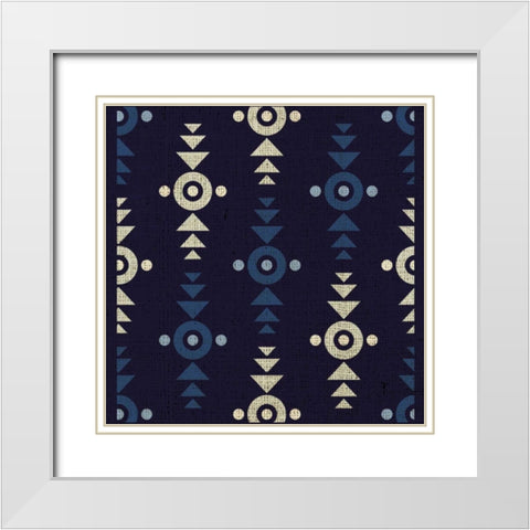 Indigo Squares Crosshairs White Modern Wood Framed Art Print with Double Matting by Hogan, Melody