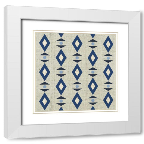 Reversed Indigo Diamond White Modern Wood Framed Art Print with Double Matting by Hogan, Melody
