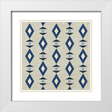 Reversed Indigo Diamond White Modern Wood Framed Art Print with Double Matting by Hogan, Melody