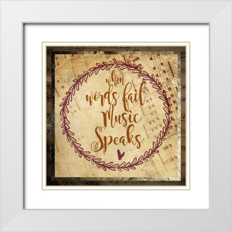 Music Speaks White Modern Wood Framed Art Print with Double Matting by Hogan, Melody