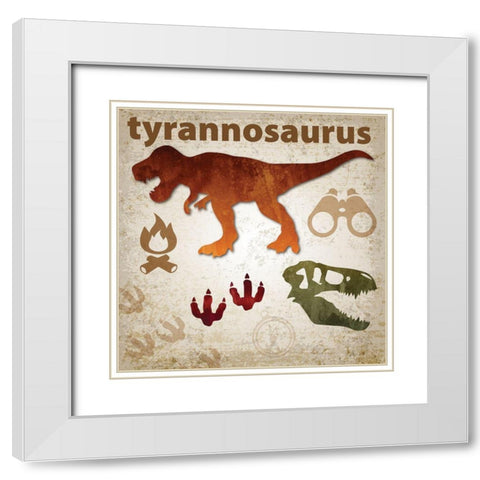 Dino Colors 4 White Modern Wood Framed Art Print with Double Matting by Hogan, Melody