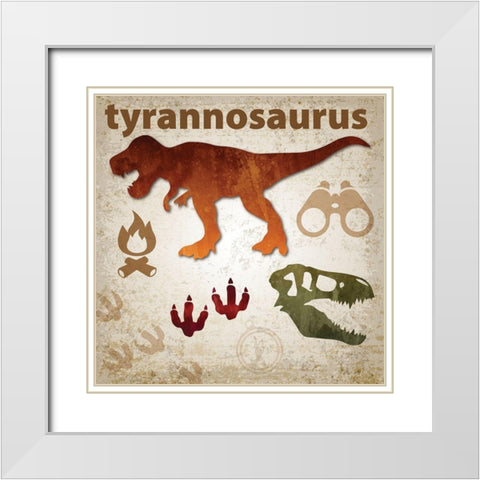 Dino Colors 4 White Modern Wood Framed Art Print with Double Matting by Hogan, Melody
