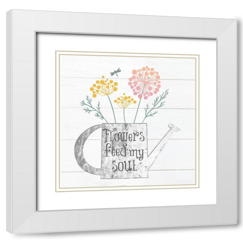Botanical Pitchers Pastels 3 White Modern Wood Framed Art Print with Double Matting by Hogan, Melody
