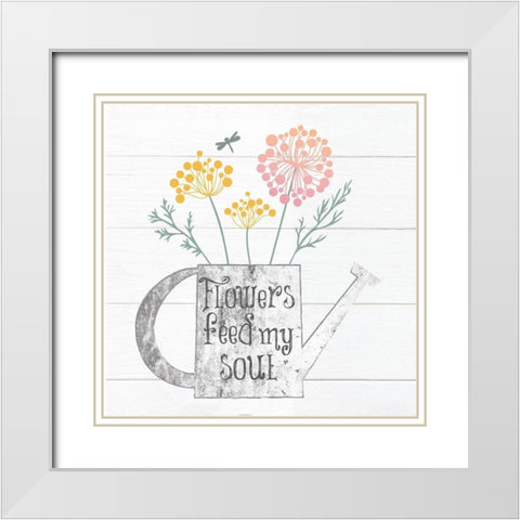 Botanical Pitchers Pastels 3 White Modern Wood Framed Art Print with Double Matting by Hogan, Melody