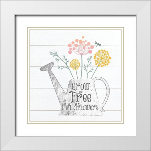 Botanical Pitchers Pastels 4 White Modern Wood Framed Art Print with Double Matting by Hogan, Melody