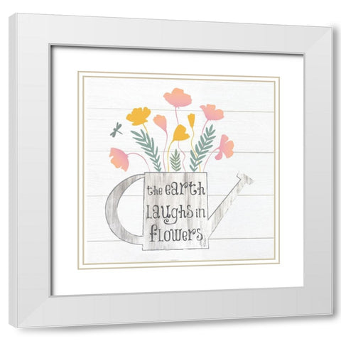 Botanical Pitchers Pastels 5 White Modern Wood Framed Art Print with Double Matting by Hogan, Melody