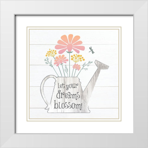Botanical Pitchers Pastels 6 White Modern Wood Framed Art Print with Double Matting by Hogan, Melody