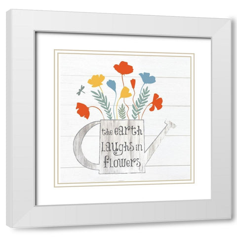 Botanical Pitchers Primary  5 White Modern Wood Framed Art Print with Double Matting by Hogan, Melody