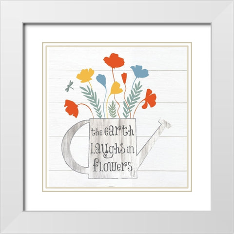 Botanical Pitchers Primary  5 White Modern Wood Framed Art Print with Double Matting by Hogan, Melody