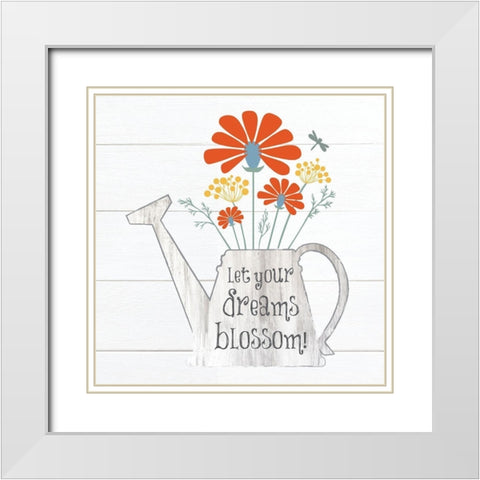 Botanical Pitchers Primary 6 White Modern Wood Framed Art Print with Double Matting by Hogan, Melody