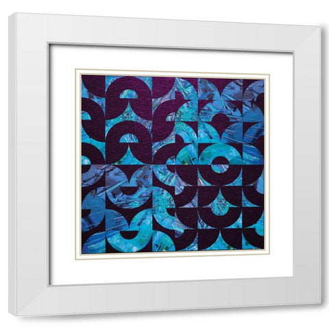 Amethyst Aqua Oversized Abstract White Modern Wood Framed Art Print with Double Matting by Hogan, Melody