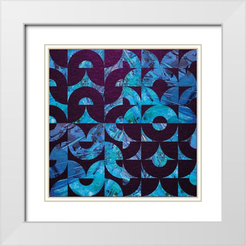 Amethyst Aqua Oversized Abstract White Modern Wood Framed Art Print with Double Matting by Hogan, Melody