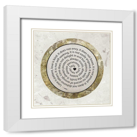 Gold Foil Scriptures 1 White Modern Wood Framed Art Print with Double Matting by Hogan, Melody