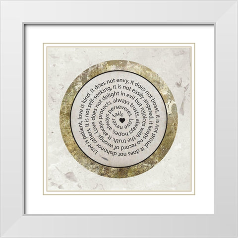 Gold Foil Scriptures 1 White Modern Wood Framed Art Print with Double Matting by Hogan, Melody