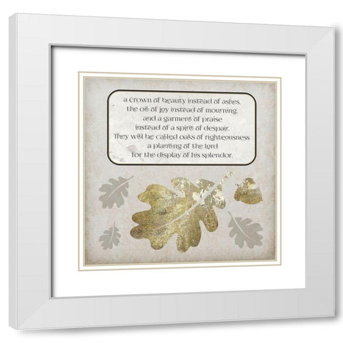 Gold Foil Scriptures 3 White Modern Wood Framed Art Print with Double Matting by Hogan, Melody