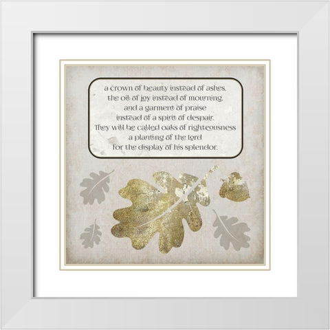 Gold Foil Scriptures 3 White Modern Wood Framed Art Print with Double Matting by Hogan, Melody