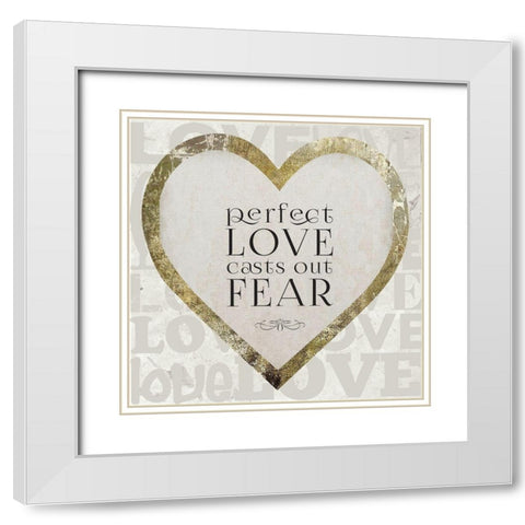 Gold Foil Scriptures 5 White Modern Wood Framed Art Print with Double Matting by Hogan, Melody
