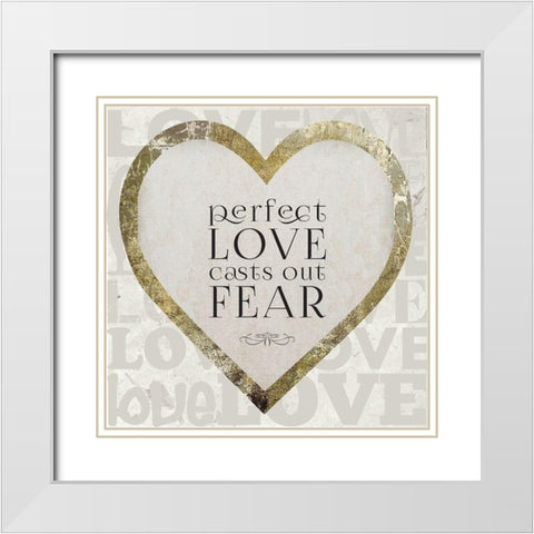 Gold Foil Scriptures 5 White Modern Wood Framed Art Print with Double Matting by Hogan, Melody