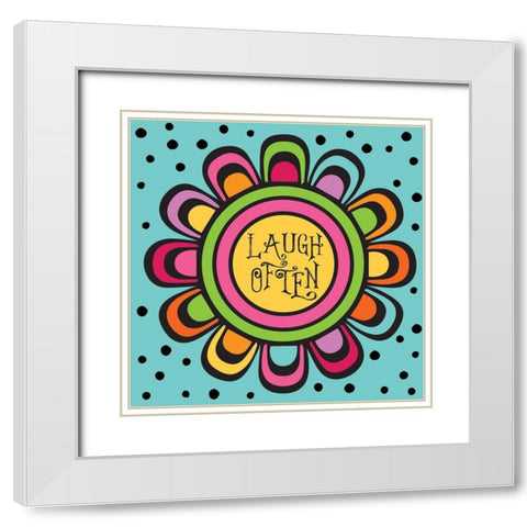 Whimsical Laugh White Modern Wood Framed Art Print with Double Matting by Hogan, Melody