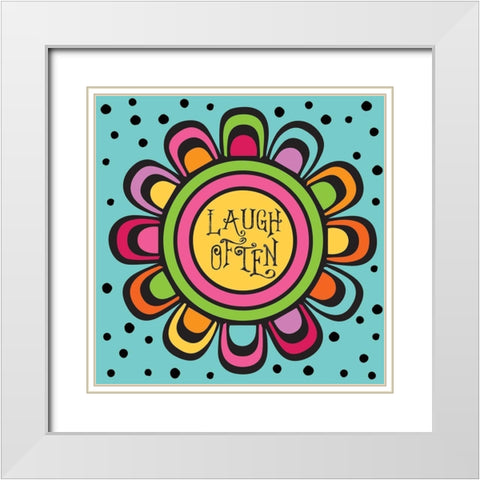 Whimsical Laugh White Modern Wood Framed Art Print with Double Matting by Hogan, Melody