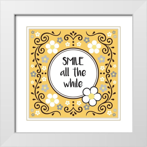 Whimsical Smile White Modern Wood Framed Art Print with Double Matting by Hogan, Melody
