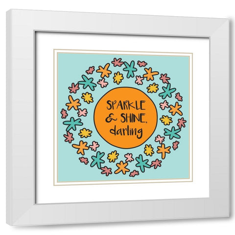Whimsical Sparkle White Modern Wood Framed Art Print with Double Matting by Hogan, Melody