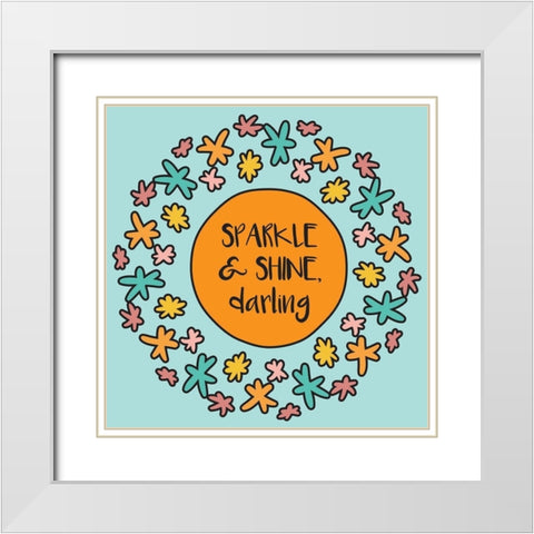 Whimsical Sparkle White Modern Wood Framed Art Print with Double Matting by Hogan, Melody