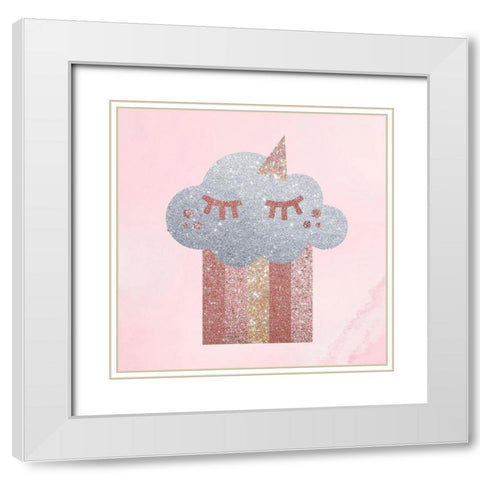 Rose Glitter 1 White Modern Wood Framed Art Print with Double Matting by Hogan, Melody