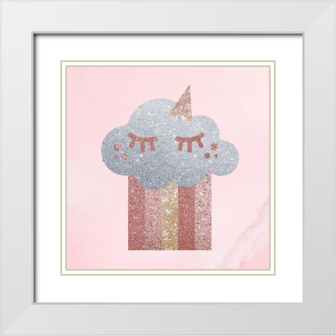 Rose Glitter 1 White Modern Wood Framed Art Print with Double Matting by Hogan, Melody