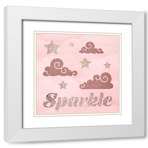 Rose Glitter 4 White Modern Wood Framed Art Print with Double Matting by Hogan, Melody