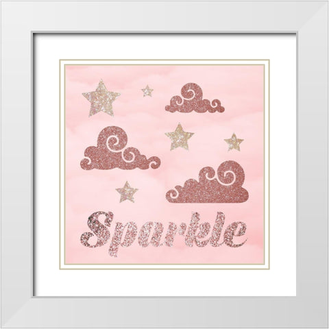 Rose Glitter 4 White Modern Wood Framed Art Print with Double Matting by Hogan, Melody