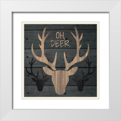 Deer Wood 01 White Modern Wood Framed Art Print with Double Matting by Hogan, Melody