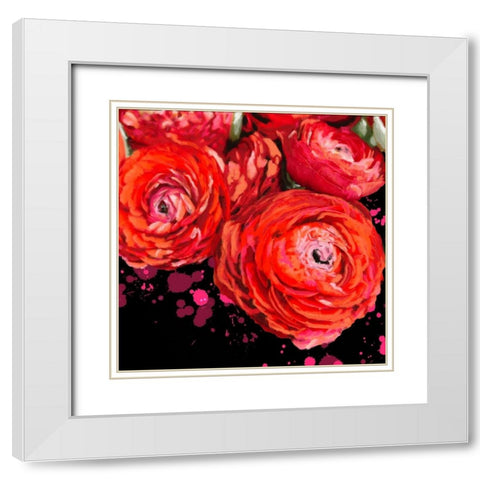 Fiery Ranunculus White Modern Wood Framed Art Print with Double Matting by Hogan, Melody