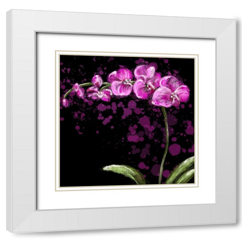 Fuschia Orchid White Modern Wood Framed Art Print with Double Matting by Hogan, Rachel