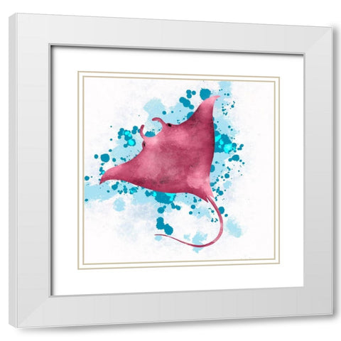 Manta Ray White Modern Wood Framed Art Print with Double Matting by Hogan, Melody