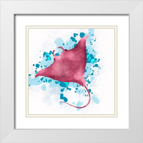 Manta Ray White Modern Wood Framed Art Print with Double Matting by Hogan, Melody