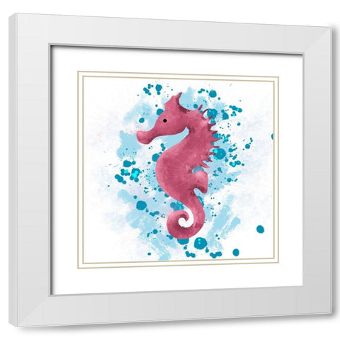 Seahorse 2 White Modern Wood Framed Art Print with Double Matting by Hogan, Melody