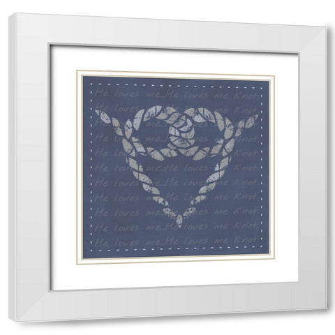 He Loves Me Knot White Modern Wood Framed Art Print with Double Matting by Hogan, Melody