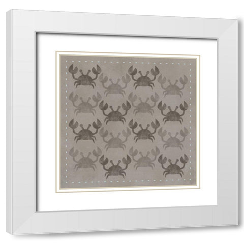 Super Crabs White Modern Wood Framed Art Print with Double Matting by Hogan, Melody