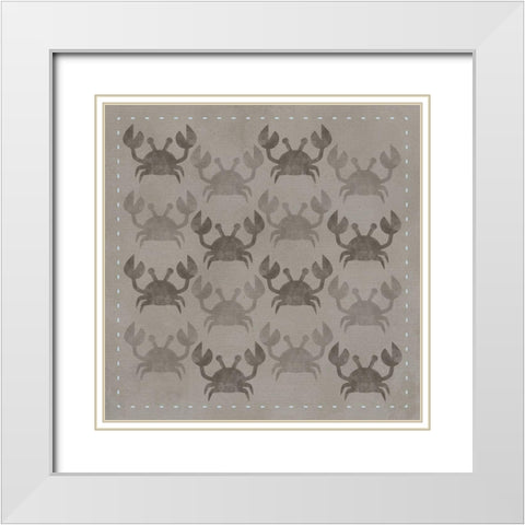 Super Crabs White Modern Wood Framed Art Print with Double Matting by Hogan, Melody