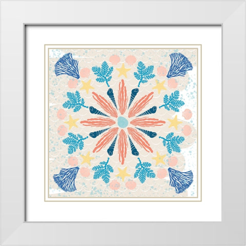 Ocean Flower White Modern Wood Framed Art Print with Double Matting by Hogan, Melody