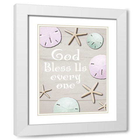 God Bless Us White Modern Wood Framed Art Print with Double Matting by Hogan, Melody