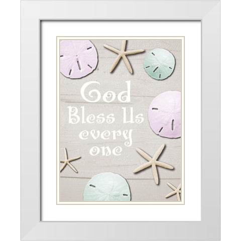 God Bless Us White Modern Wood Framed Art Print with Double Matting by Hogan, Melody
