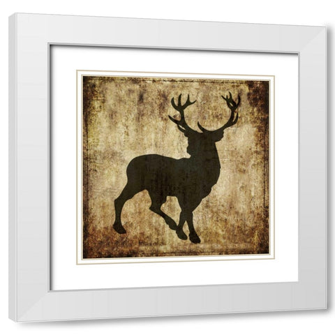 Barbwire Deer White Modern Wood Framed Art Print with Double Matting by Hogan, Melody