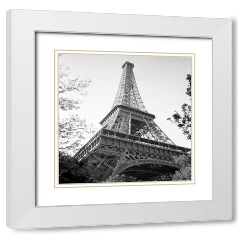 Eiflel Tower Square White Modern Wood Framed Art Print with Double Matting by Joseph, Michael