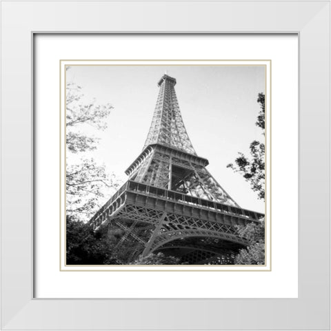 Eiflel Tower Square White Modern Wood Framed Art Print with Double Matting by Joseph, Michael