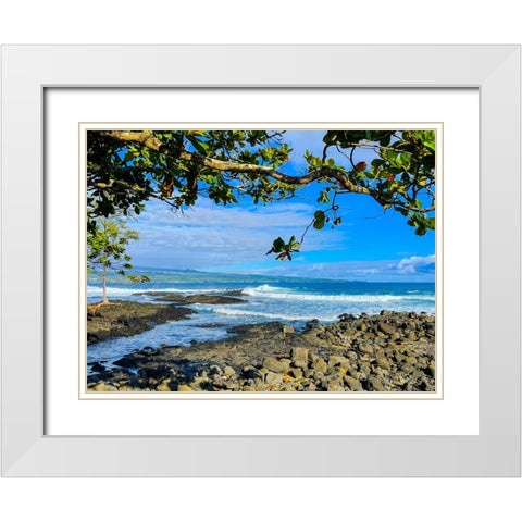 Hamakua From Afar White Modern Wood Framed Art Print with Double Matting by Nebula, Melissa